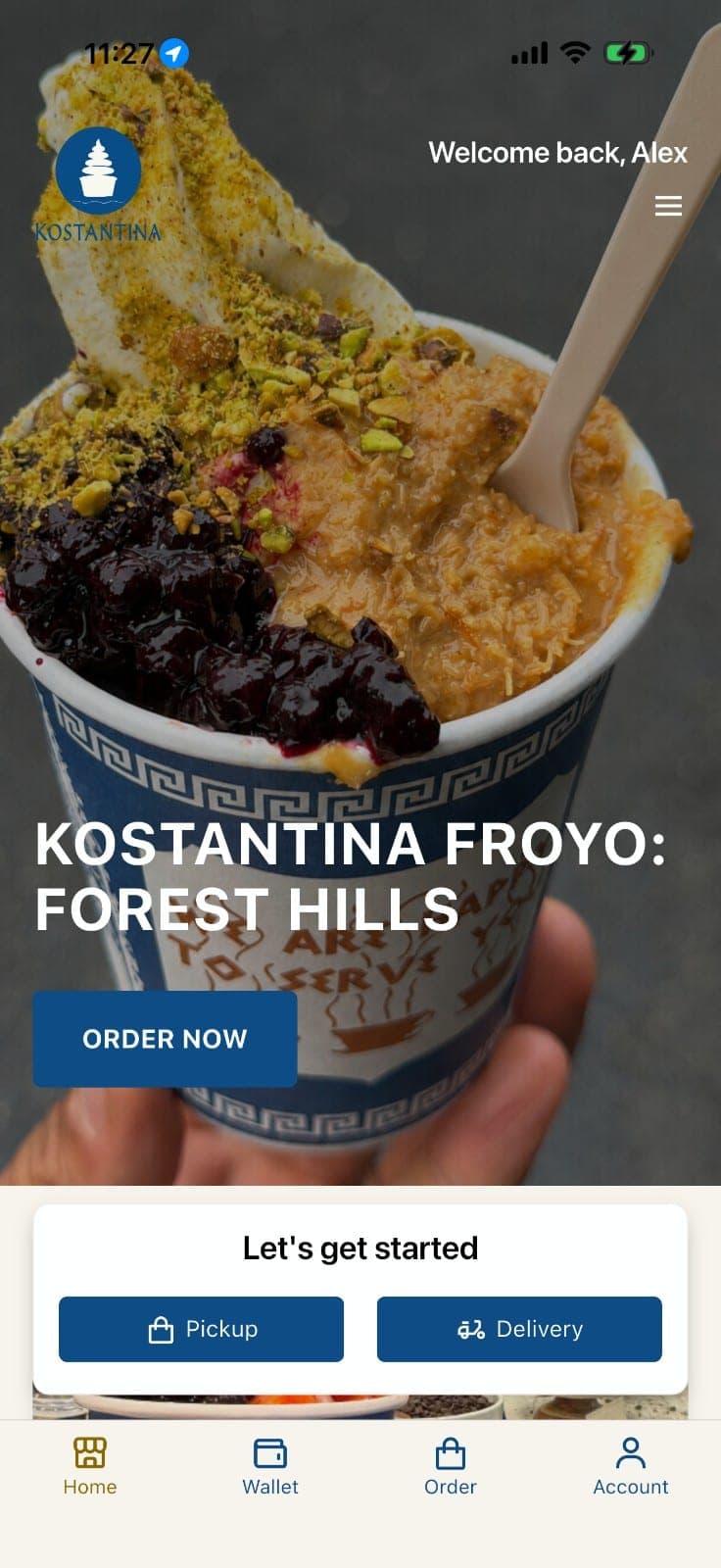 Kostantina Frozen Yogurt Welcome Page